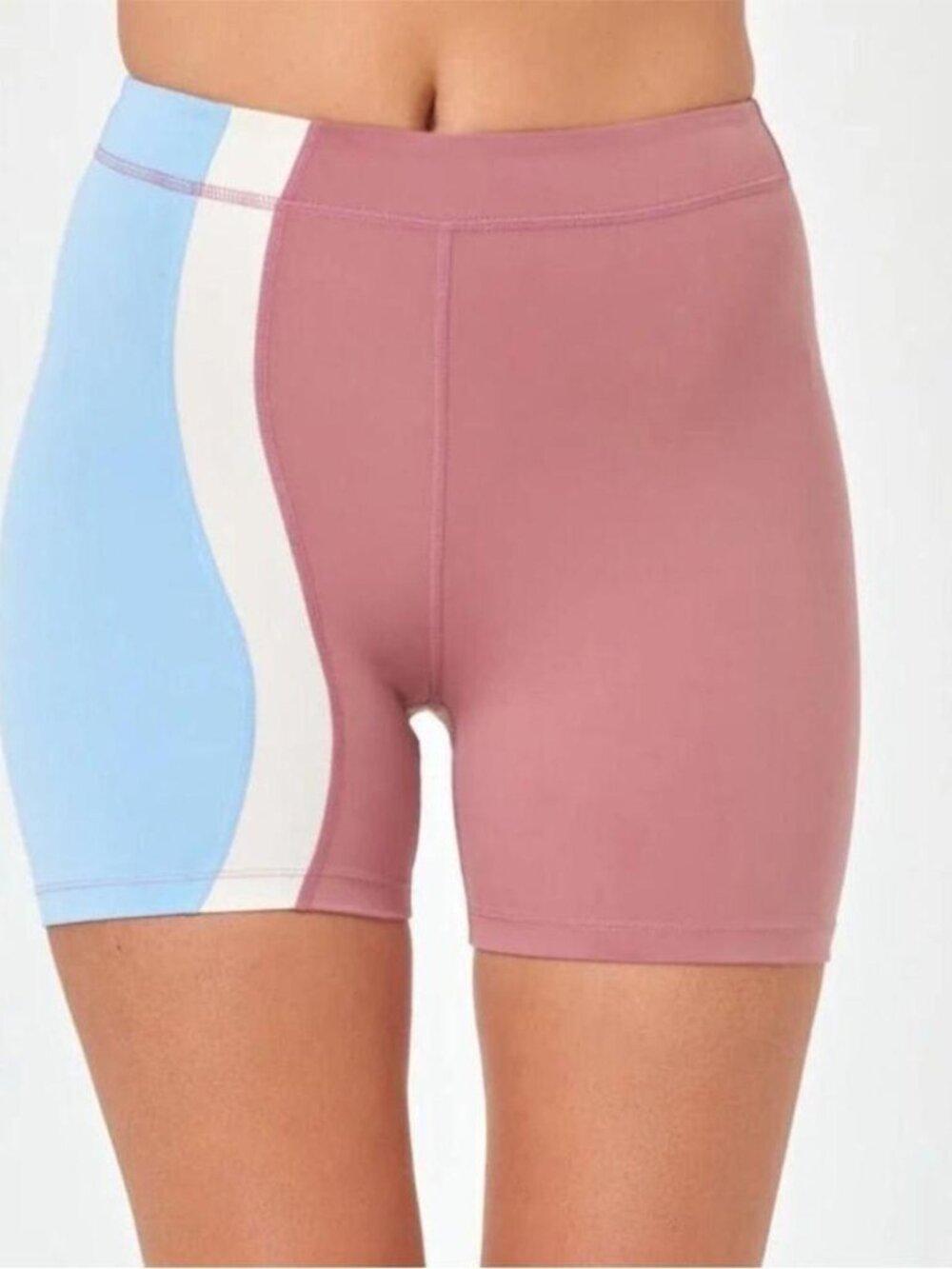 NWT L*SPACE Make Waves Biker Shorts Rose & Light Blue Small